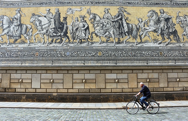 Os detalhes do mural Fürstenzug, em Dresden